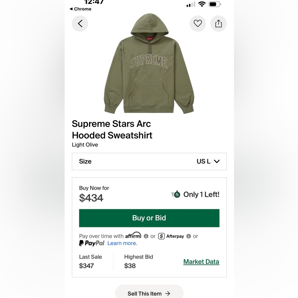SUPREME STARS ARC HOODIE MILITARY GREEN SIZE XL - Picture 8 of 8